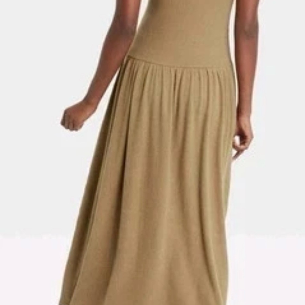 Sleeveless Tank Midi Dress in Khaki - Picture 4 of 4